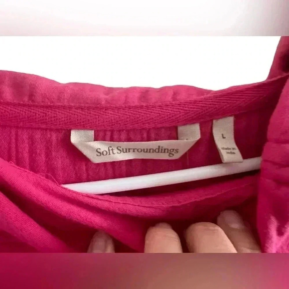 Soft Surroundings Crinkle Gauze Giovinezza Tunic in Raspberry L - Picture 7 of 11